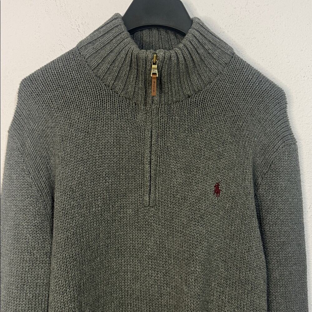 Ralph Lauren Charcoal Zip-Up Sweater 100% Cotton Size XL